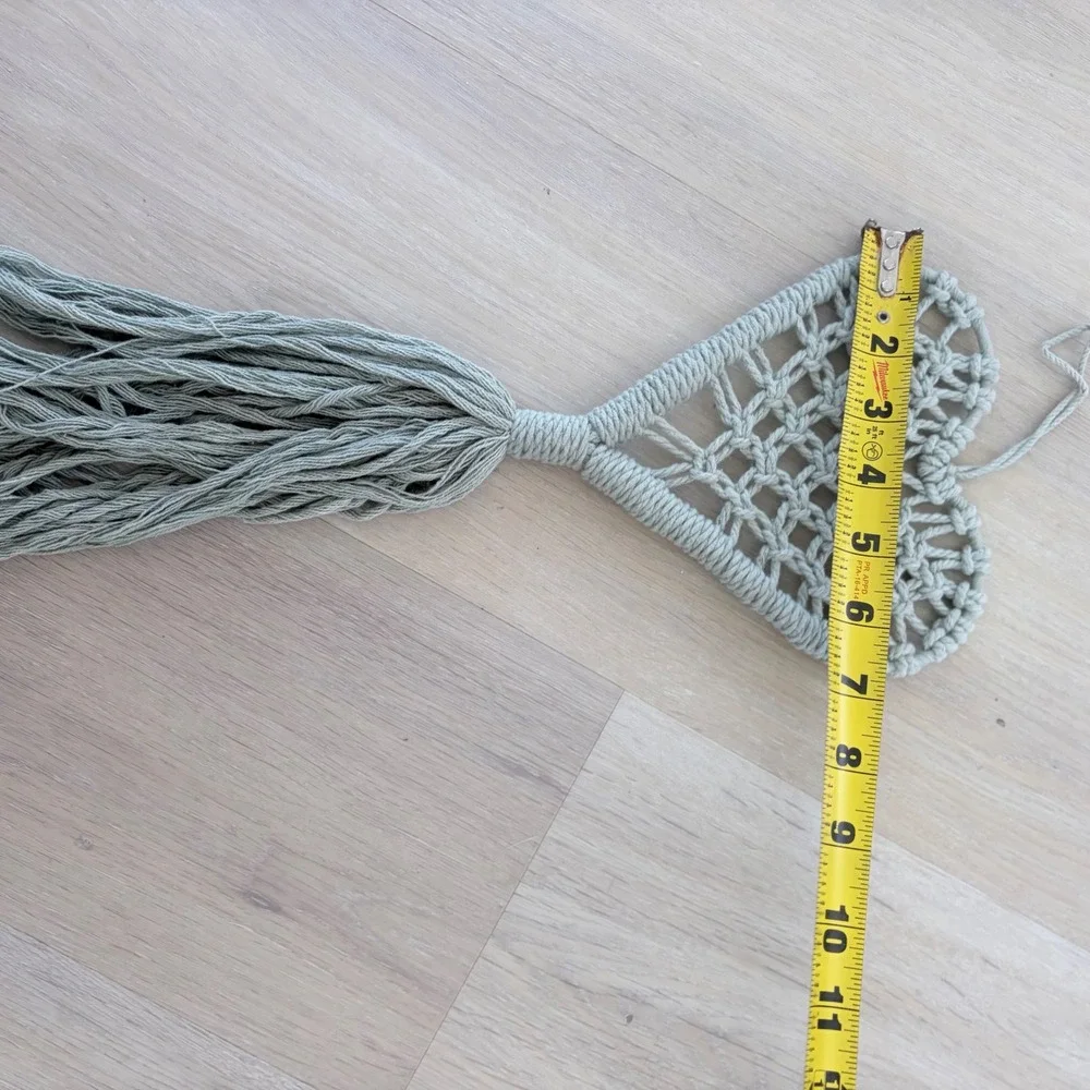 Sage Green Macrame Heart Wall Hanging Boho Tassel Fringe Home Decor Handmade‎